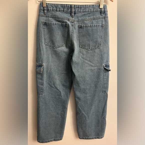 Revolve Women’s Denim Cargo Jeans High Waist Wide Leg 01 - Picture 3 of 12